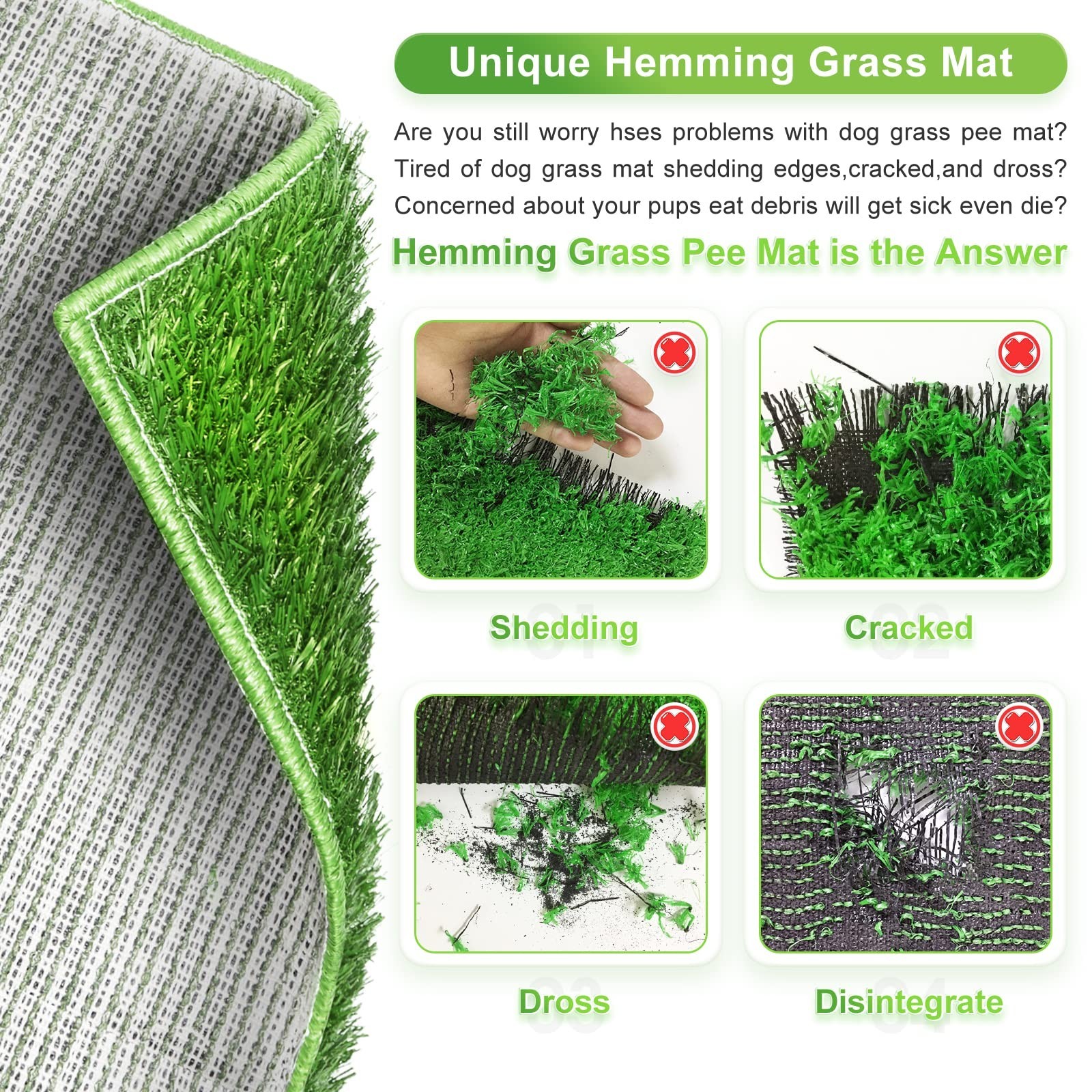 Hompet Dog Grass Pad with Tray Large, Puppy Turf Potty Reusable Training Pads…
