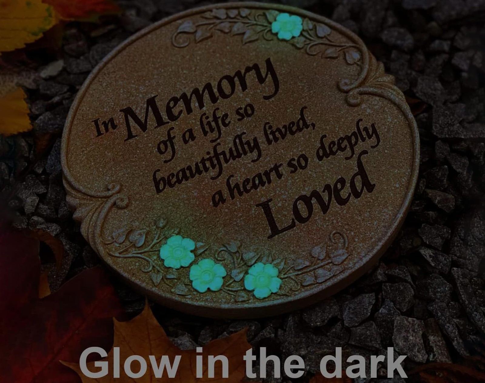 Luminous Memorial Stone – Memorial Stepping Stone – in Memory of Loved One Gi…