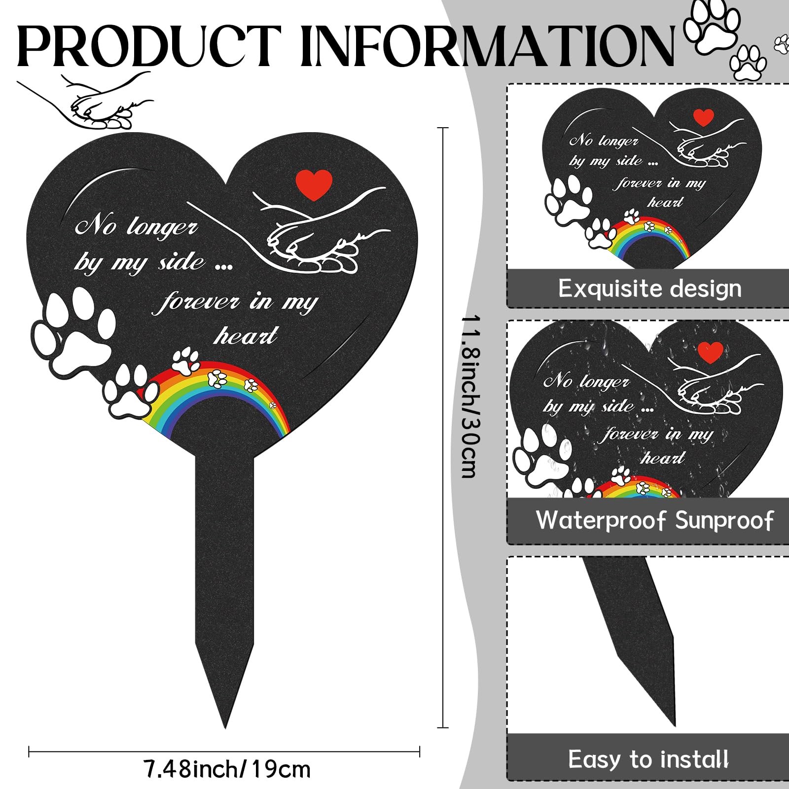 LIRAVENO Dog Memorial Grave Stakes – Metal Pets Lover Cemetery Markers black