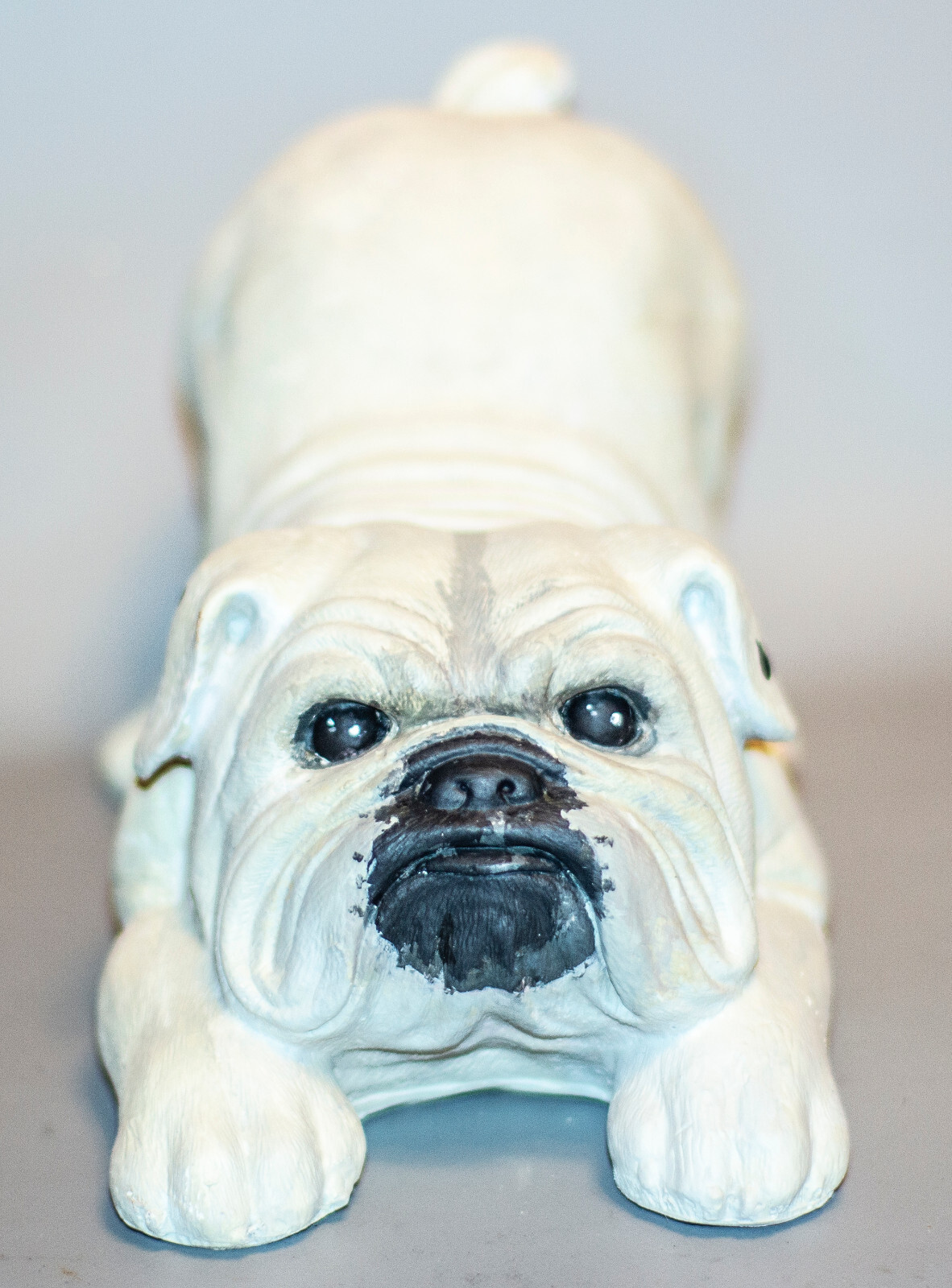 English Bulldog White Urn Pet Ashes Dog Memorial Casket Animal Loss Grave Decor