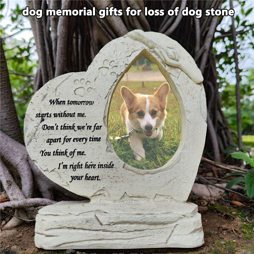 Heart Shaped Pet Memorial Stones for Dogs, Pet Dog Headstones Grave Stones with