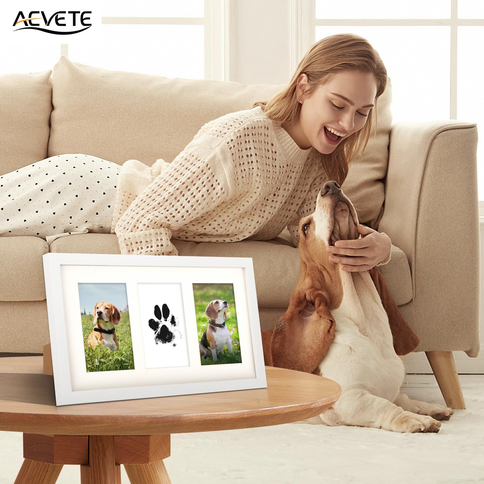 Dog Paw Print Kit with Frame, Inkless Paw Print Kit for Dogs and Cats, Pet Me…