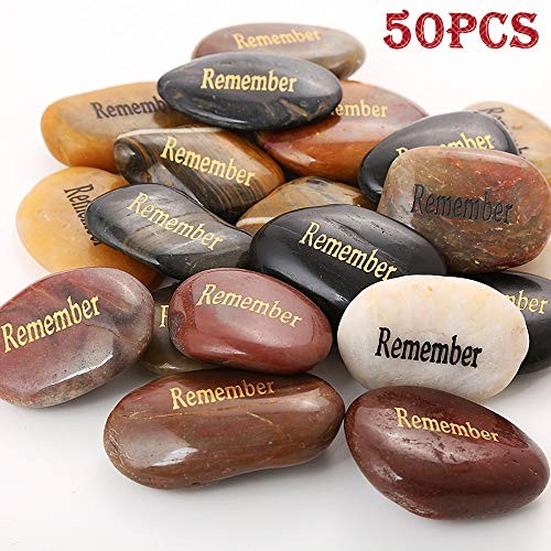 50PCS Remember Stones Encouragement Engraved Rocks of Remembrance Memorial