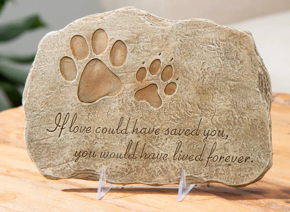Pet Memorial Durable Stone Cat Dog Outdoor Indoor 12 in