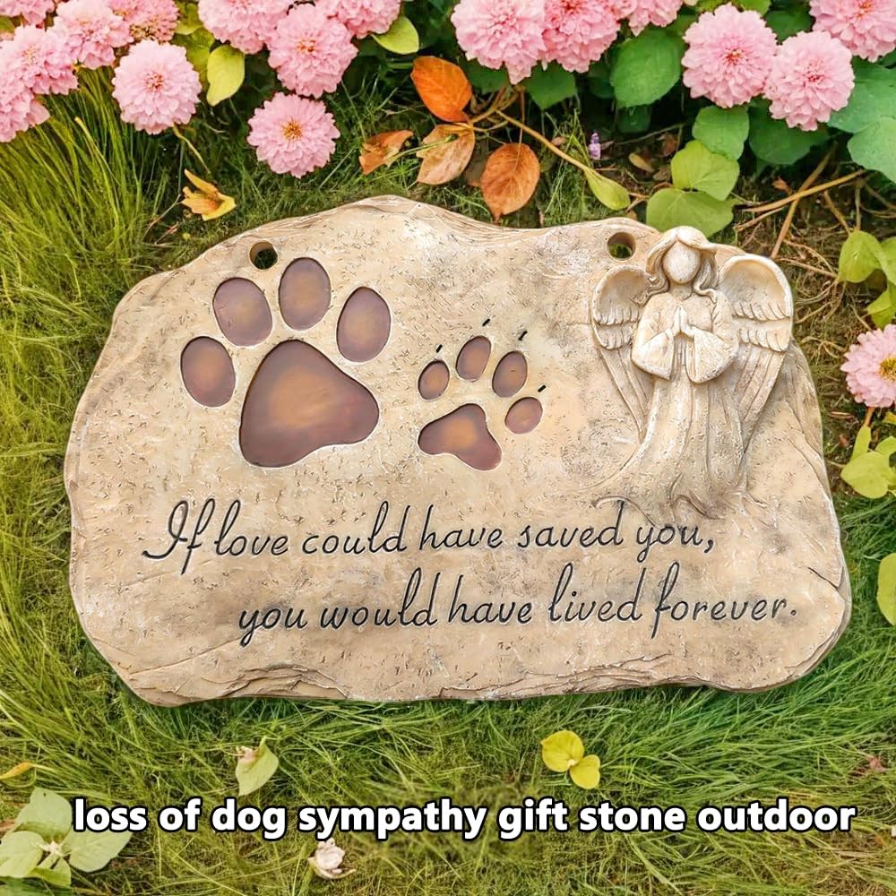 Jinhuoba Pet Dog Memorial Stones Headstones Plaques Angel Sympathy Paw Prints