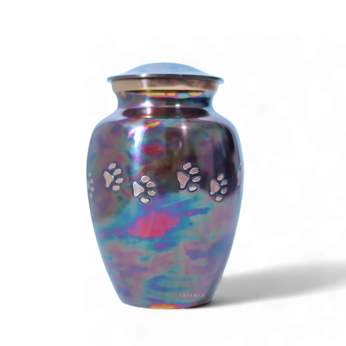 Crimson Paw Print Brass Pet Cremation Urn – Loving Animal Tribute