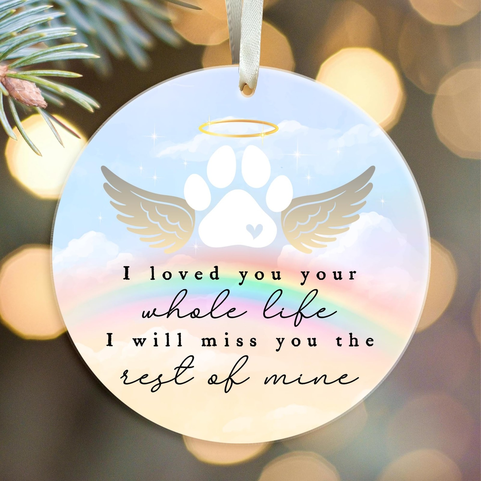 Rainbow Bridge Acrylic Keepsake – 3.5″ Round Pet Memorial Gift – in