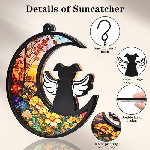 DIY Dog Memorial Gifts for Loss of Dog, 2-Layer Dog Angel Memorial Suncatcher wi