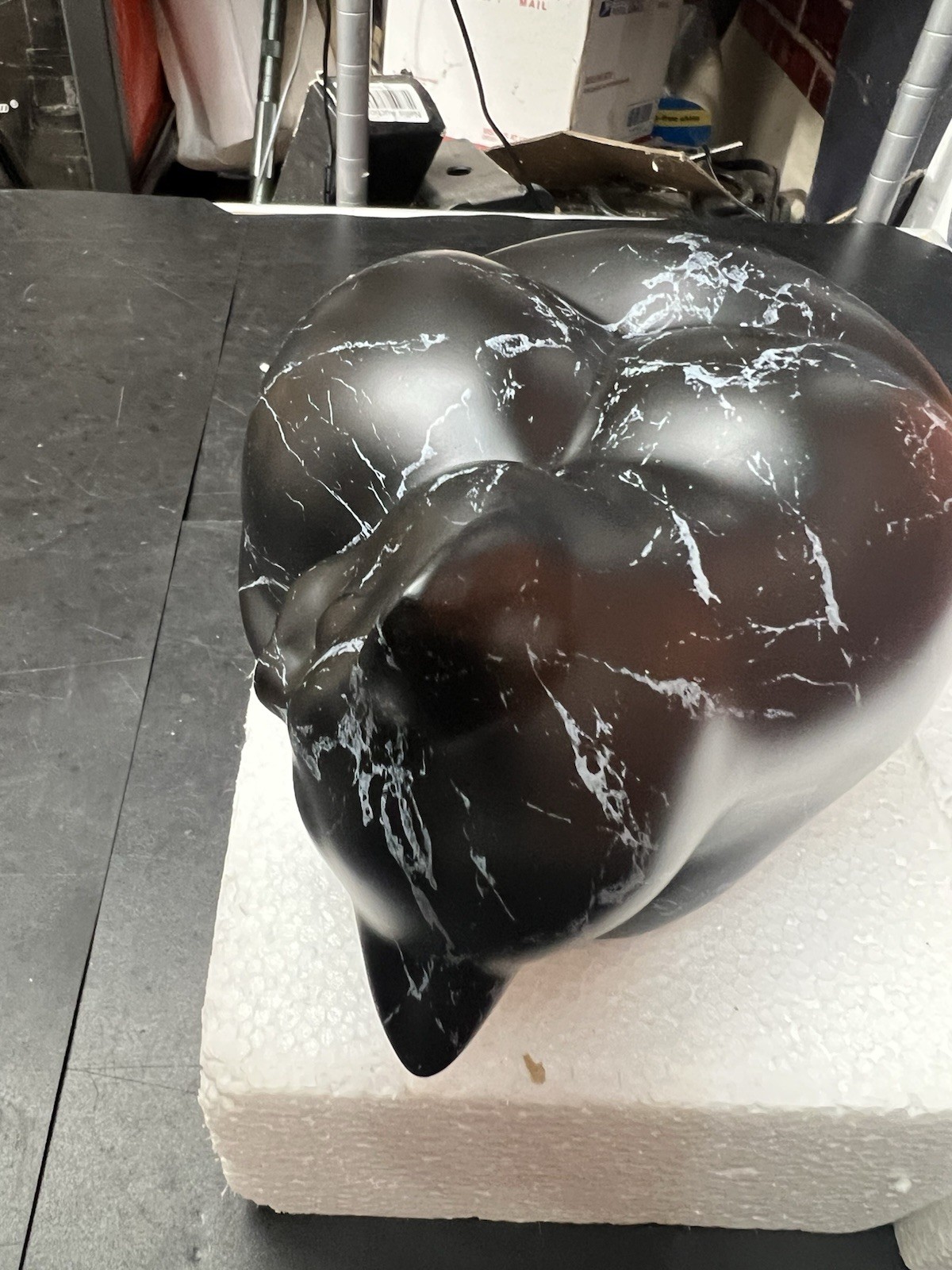 Sleeping Cat Urn For Ashes Black Marble Resin Pet Memorial Cat Cremation