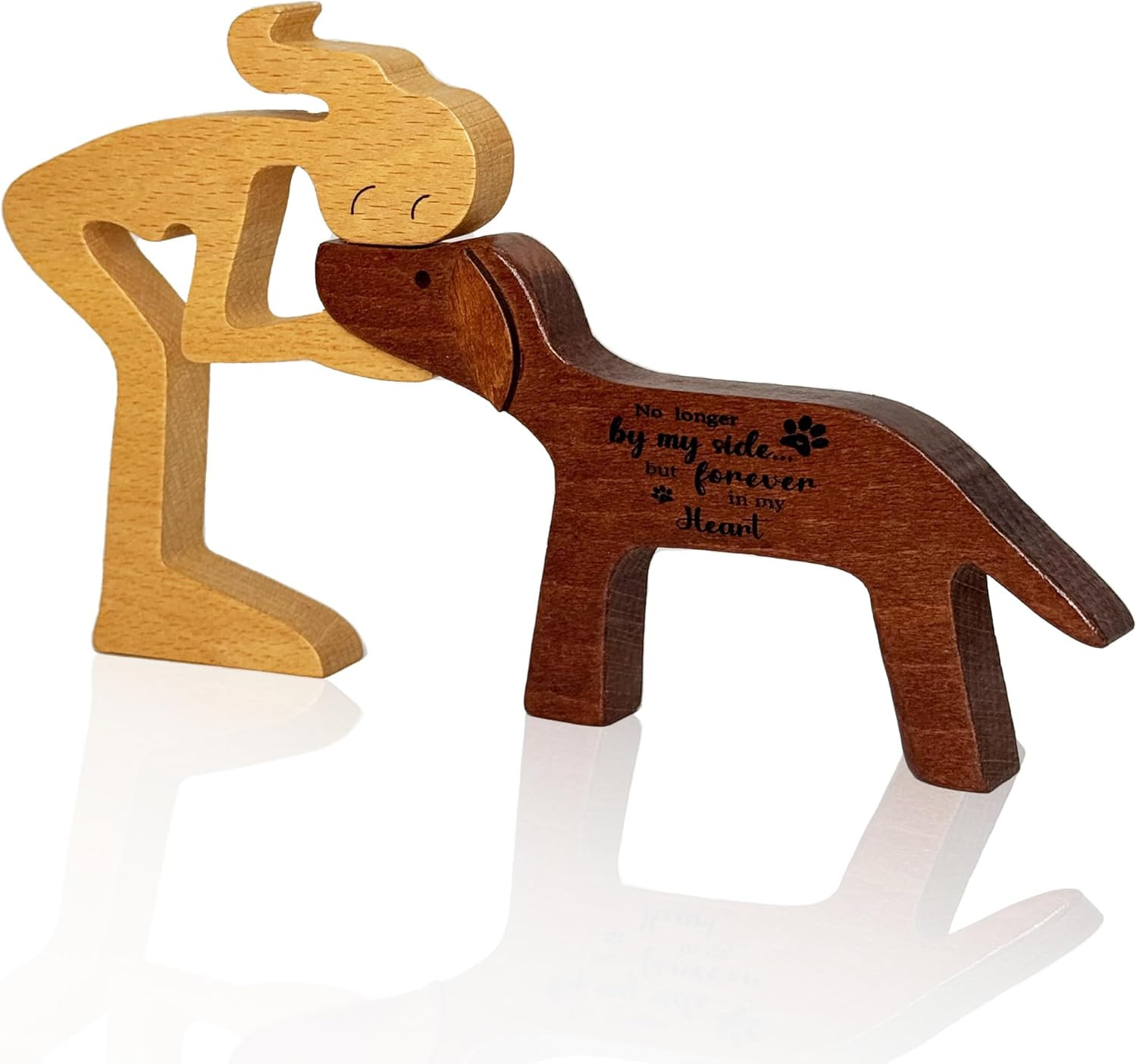Memorial Gifts for Loss of Dog Wooden Girl & Dog Statue Sympathy Bereavement Gif