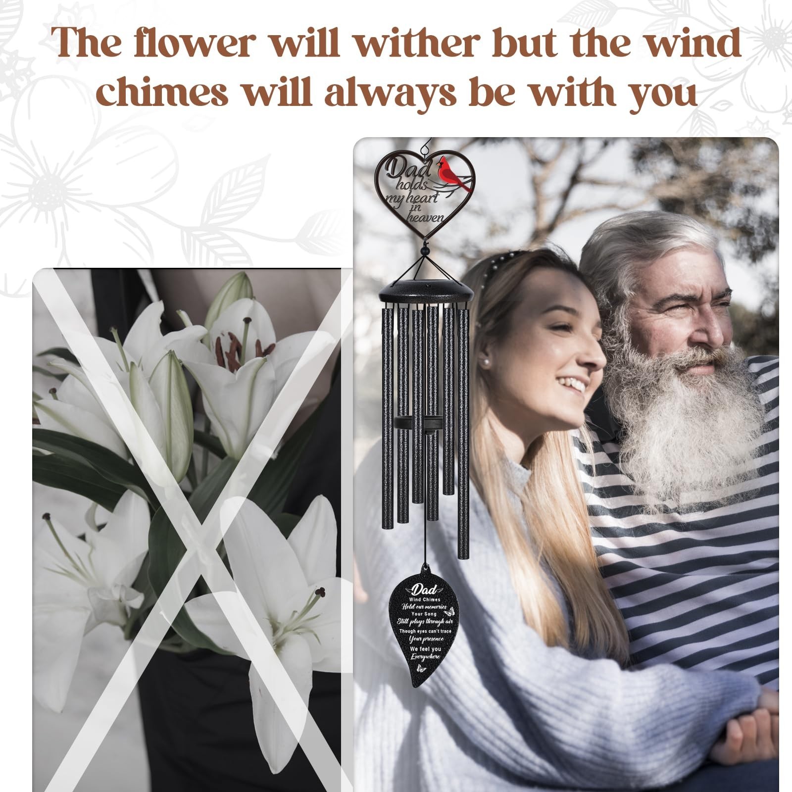 Sympathy Gifts for Loss of Dad, 30″ Memorial Wind Chimes Gift for Loss of Fat…