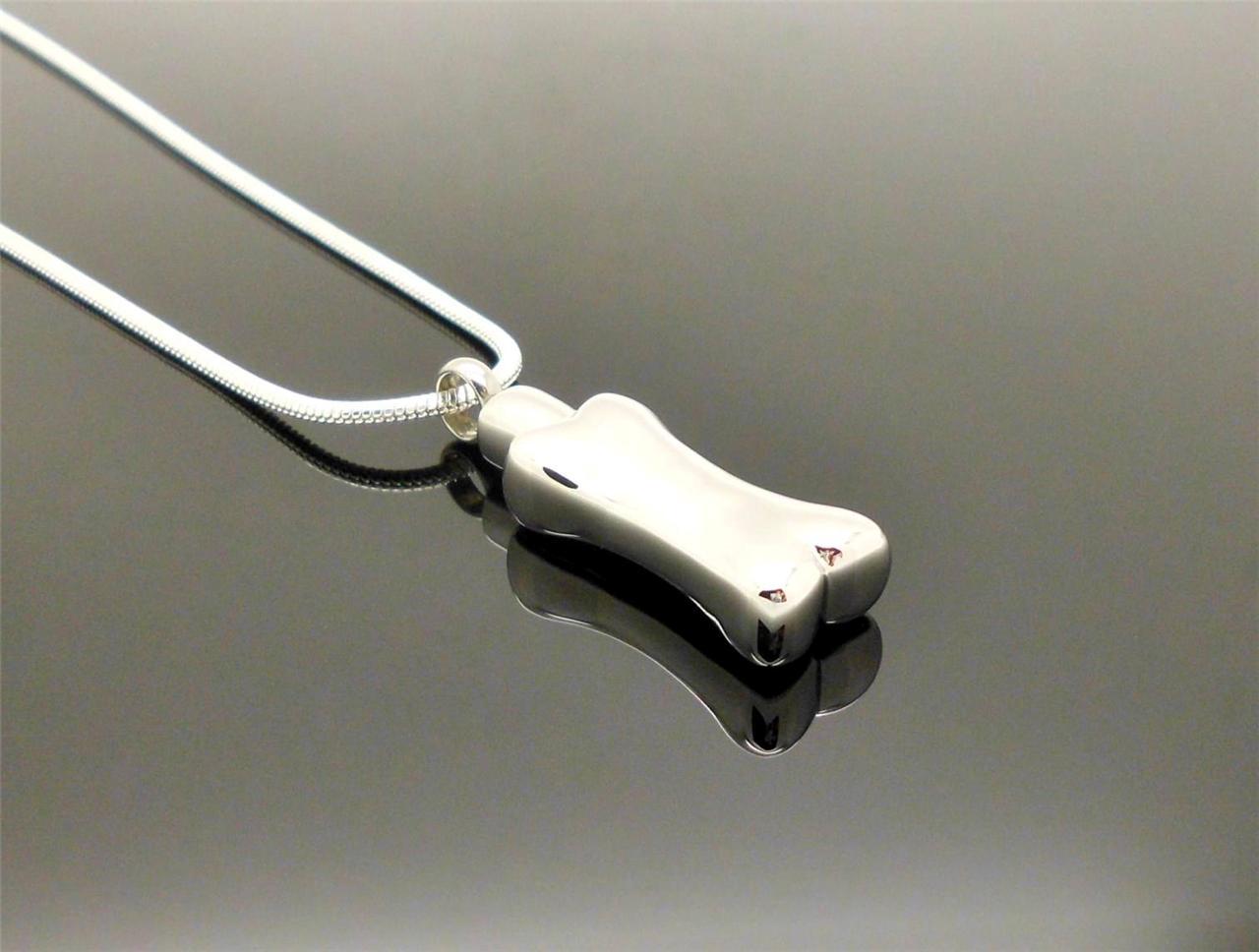 316L Silver Pet Dog Bone Design Memorial Keepsake Cremation Cinerary Urn Pendant