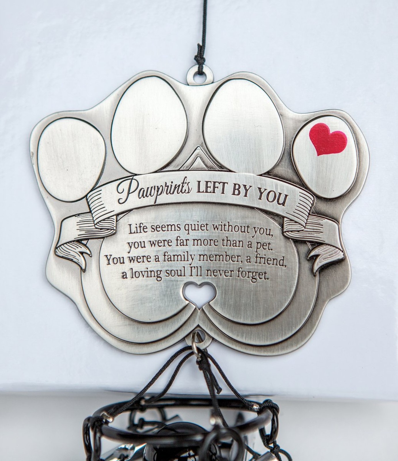 Pet Memorial Wind Chime – 18″ Metal Casted Pawprint Wind Chime – A Beautiful …