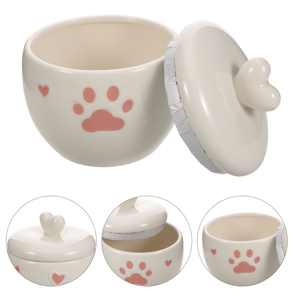 Cat Urns for Ashes – 600ML/20oz Ceramic Urn for Cats and Dogs with Pink Heart &