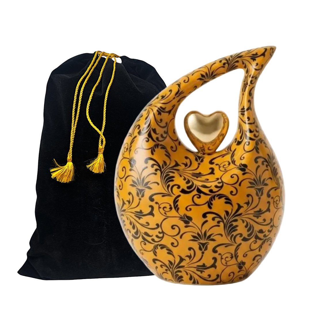 Yellow Large Adult Teardrop Cremation Urns for Your Love Ones Ashes Memorial Urn