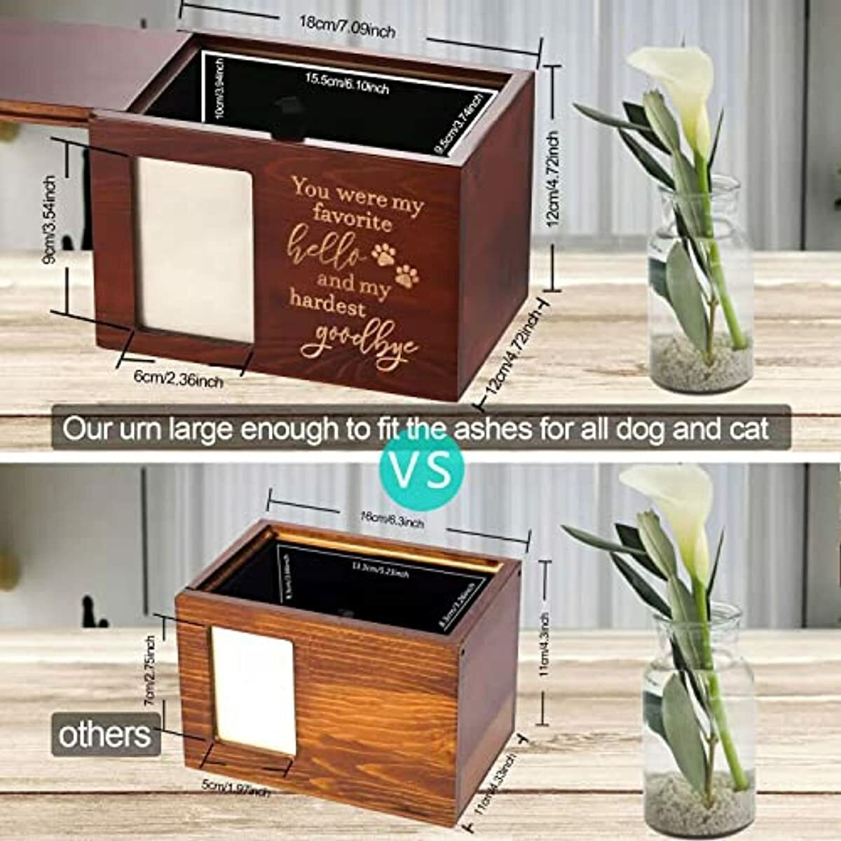 Pet Memorial Urns For Dog Or Cat Ashes Large Wooden Personalized Funeral Cremati