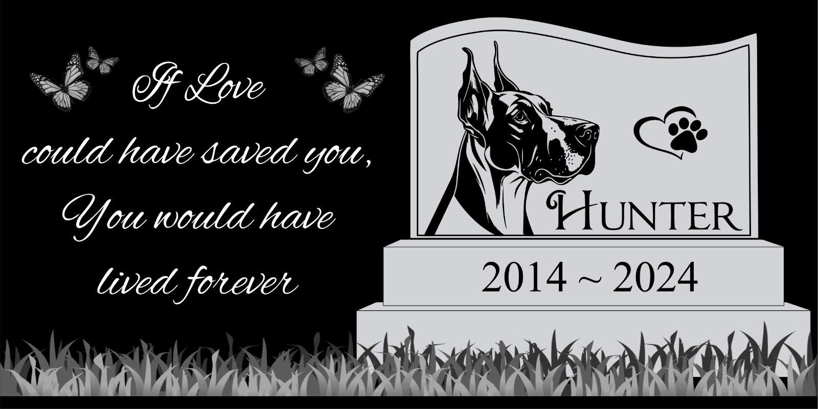 Pet memorial Engraved Marker, headstone Granite gravestone, Rottweiler dog