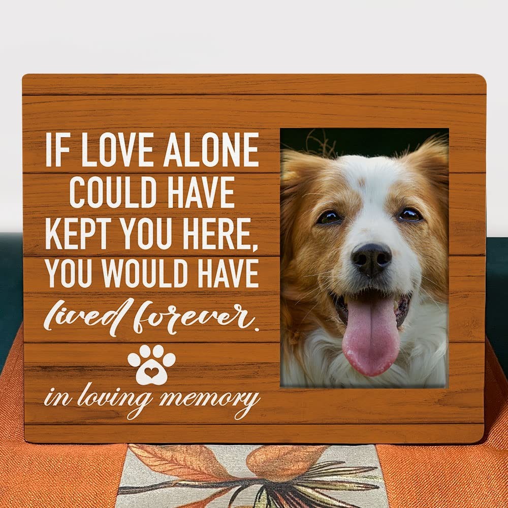 Pet Memorial Picture Frame Rustic Wood Brown 10×8 Loss Dog Cat Sympathy Gift