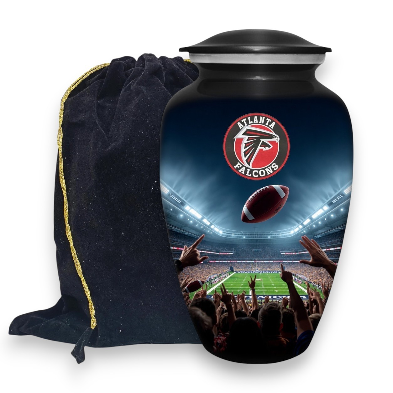 Football Cremation Urn for Human Ashes Adult Large Atlanta Falcons Urns 10.5″