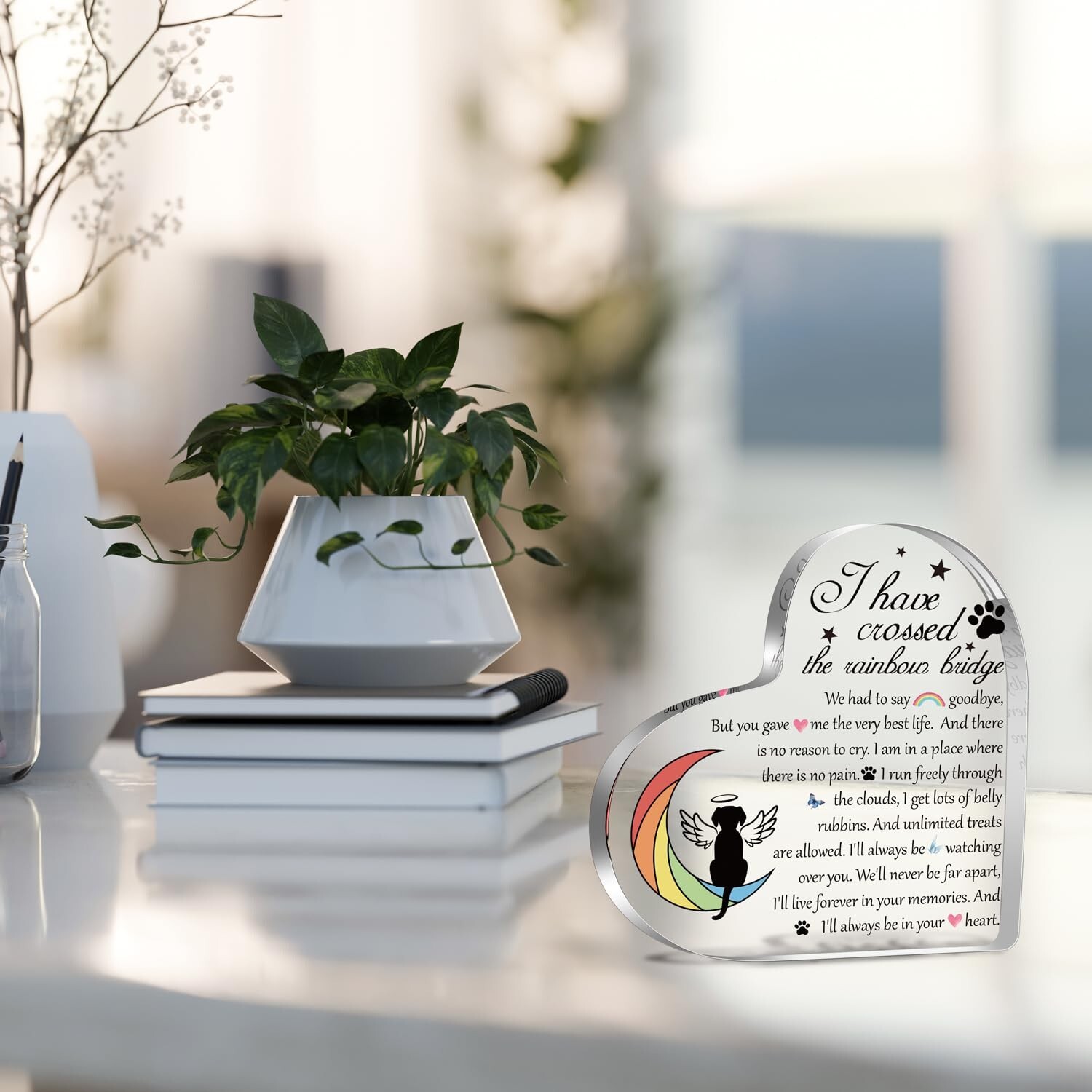 Pet Memorial Rainbow Bridge Acrylic Gifts for Women, Condolences Decor for Pe…