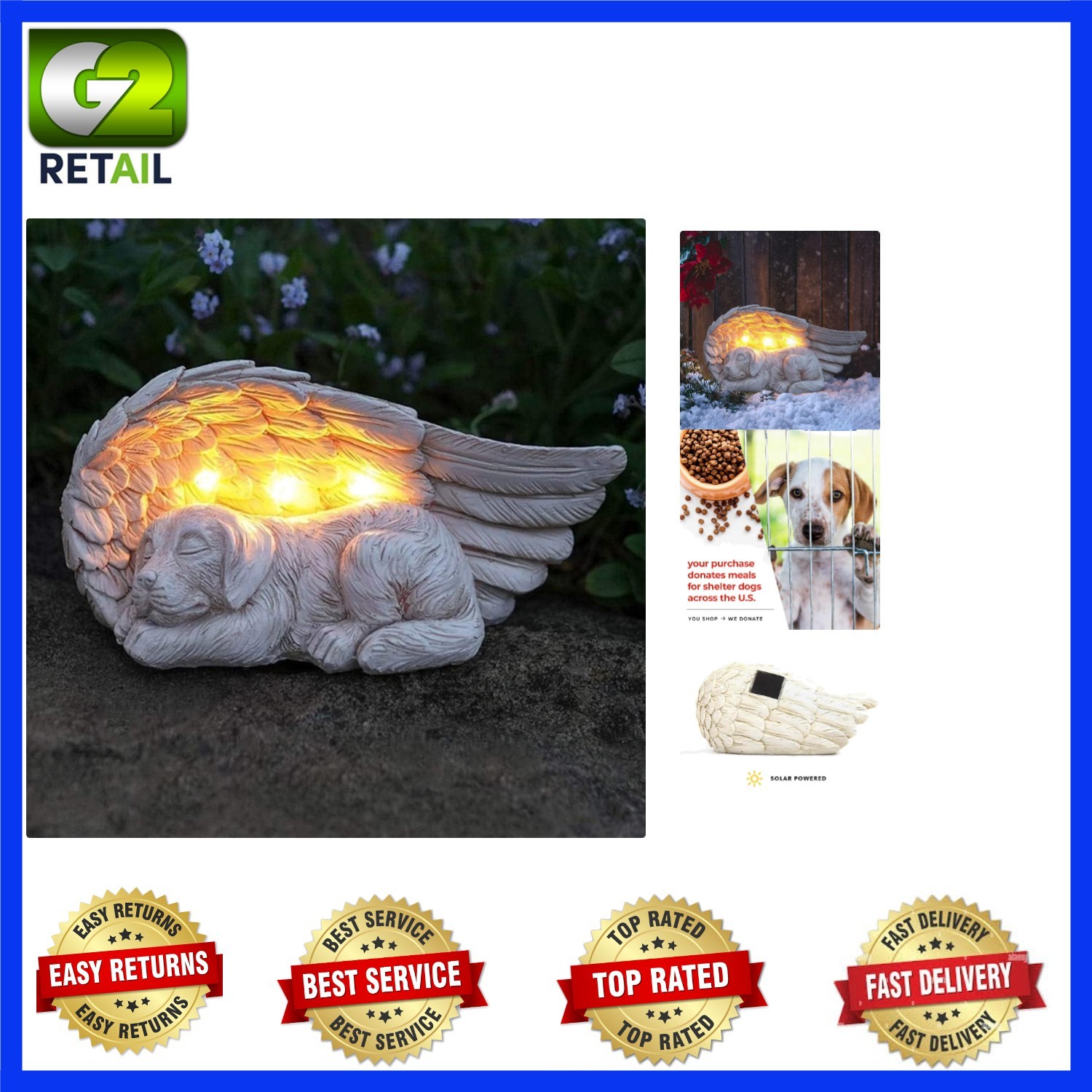 Rustic Angel Pet Memorial Light – Solar Powered Garden Decoration 9″l x 4″w