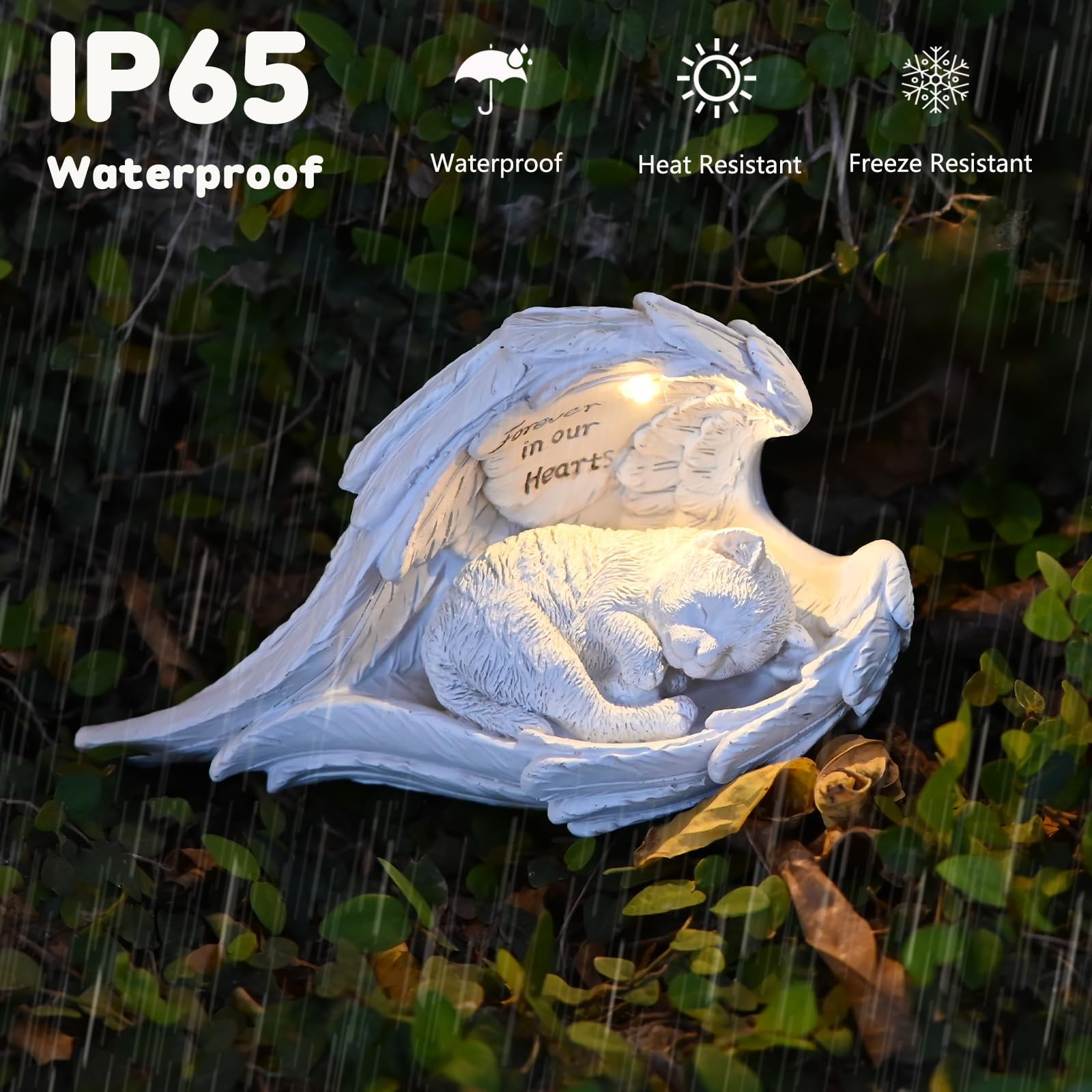 Cat Memorial Gifts for Loss of Cat, Peaceful Sleeping Solar Angel Cat Statue …