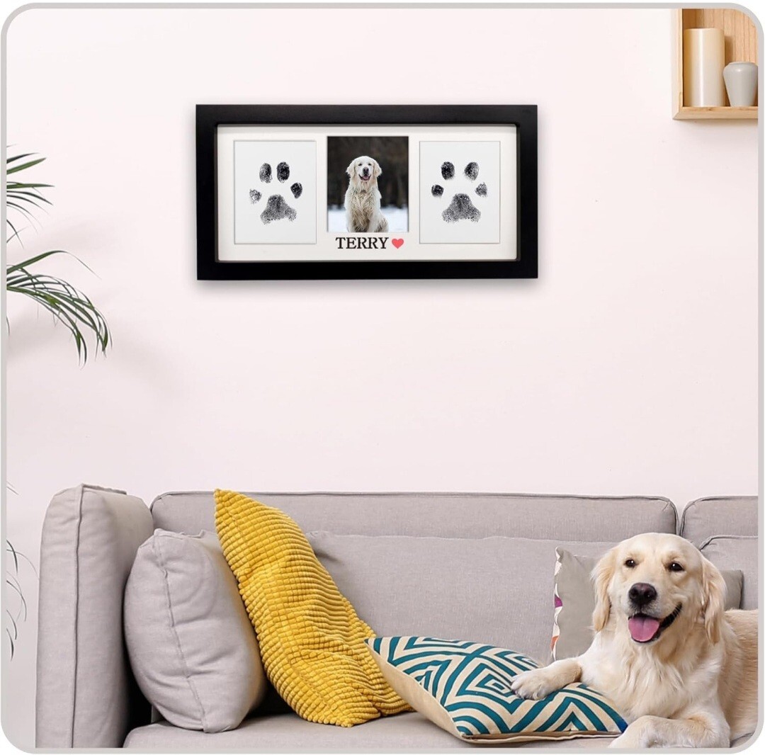 Paw Print Frame & Ink Pads Kit,Dog or Cat Paw Print Kit,2 No Mess Ink Pads fo…