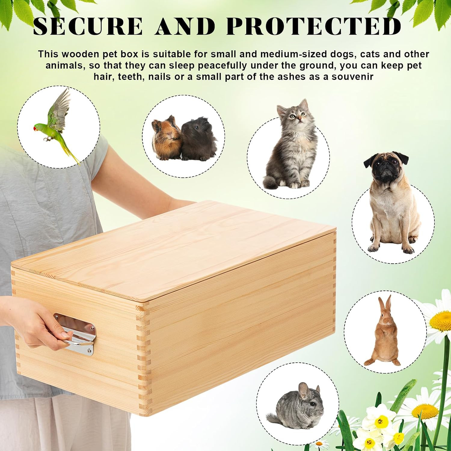Pet Casket for Dogs and Cats, Wooden Burial Pet Loss Coffin Furry Loss Gift for