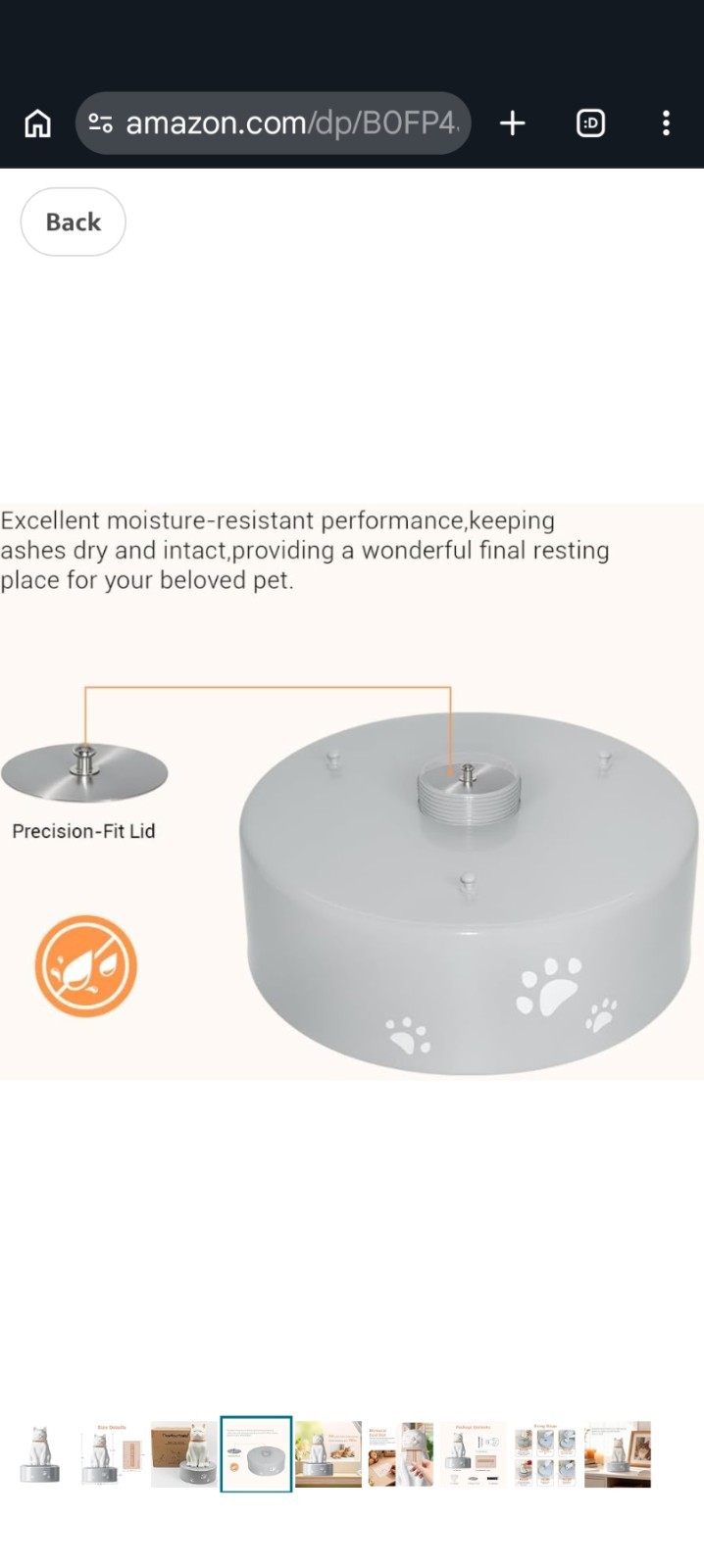PerfecTails Cat Urn, Large Urns for Ashes, Waterproof Pet White