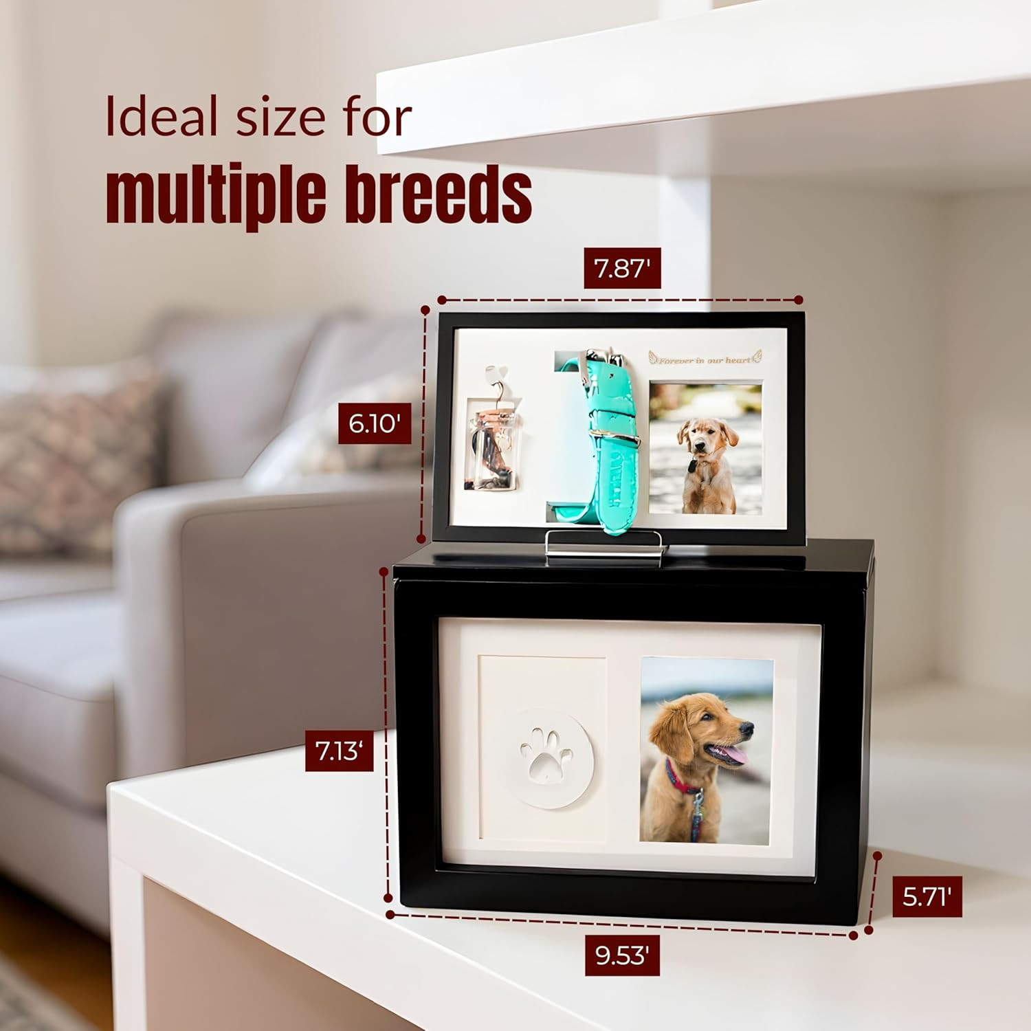 Urn for Ashes for Pets Large 9.5 × 5.71 × 7.13 Pet Urn for Dogs, Dog Ashes Keeps
