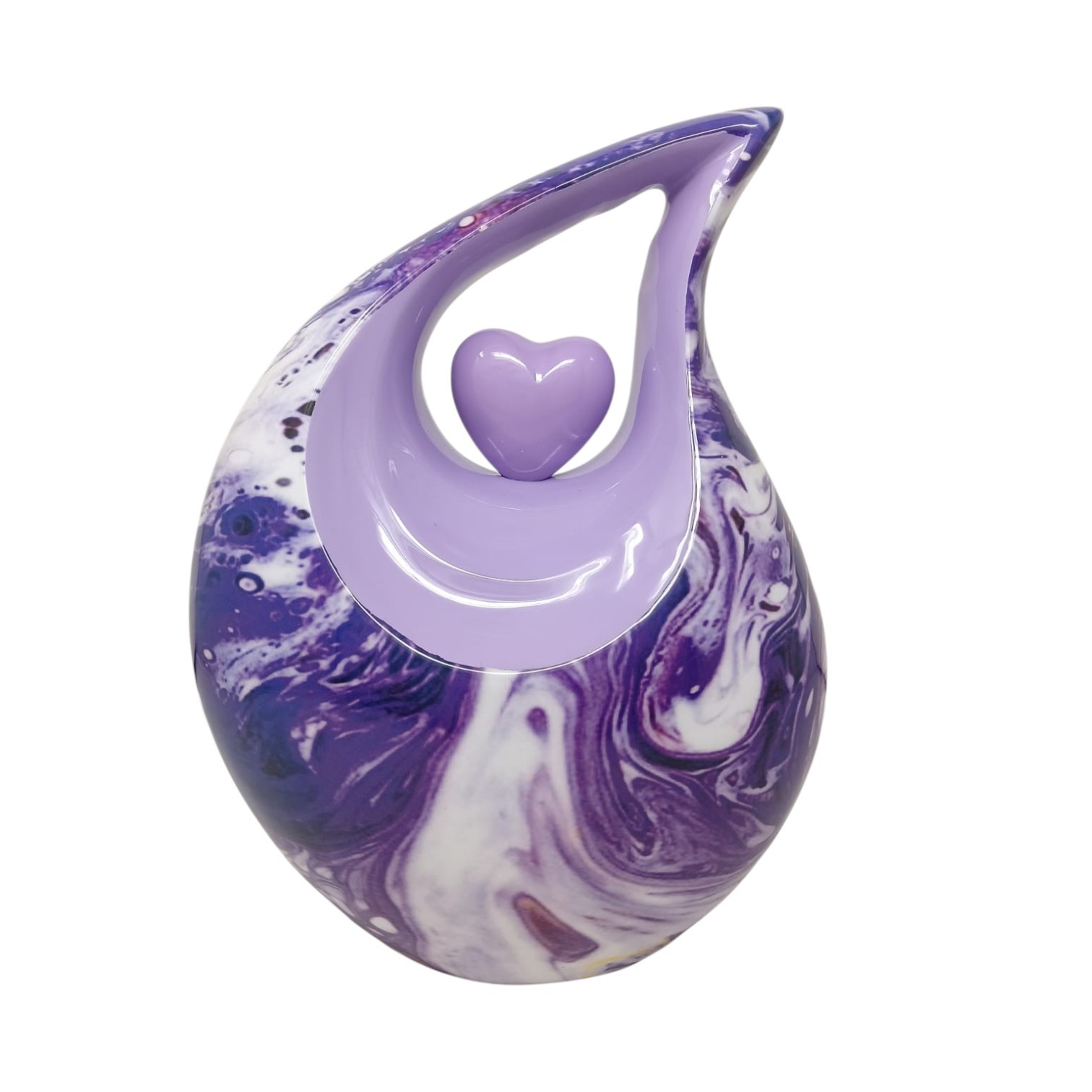 10” Purple Marble Teardrop Cremation Urn up to 200Lbs for Human Ashes Your Love