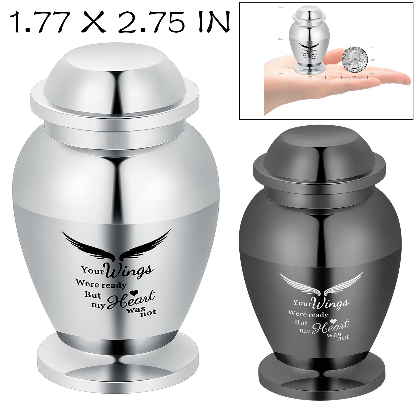 Small Keepsake Urns for Human Ashes Mini Cremation Urns for Ashes Wings Mini Urn