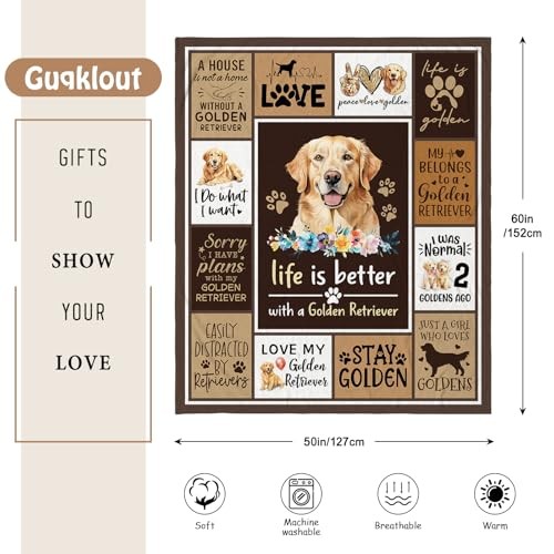 Golden Retriever Gifts for Women, Golden Brown-golden retriever 50X60 Inch
