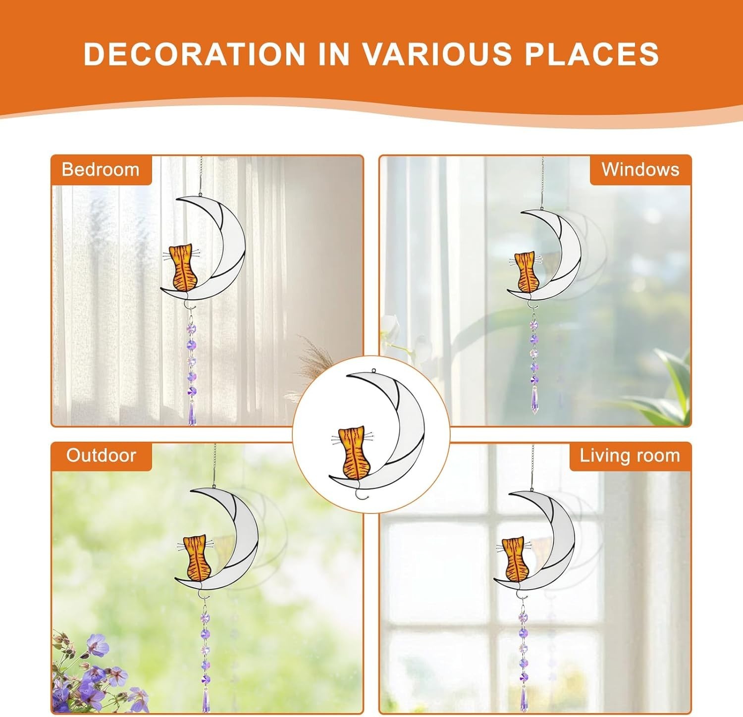 Cat Memorial Suncatcher for Window, Personalized Pet Loss Gift for Cat Lovers