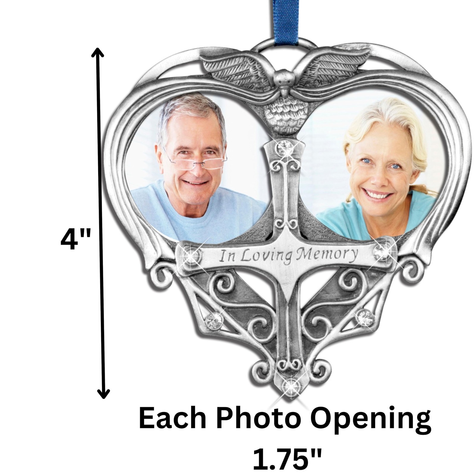 Double Photo Memorial Christmas Ornament, in Loving Memory Bereavement Orname…