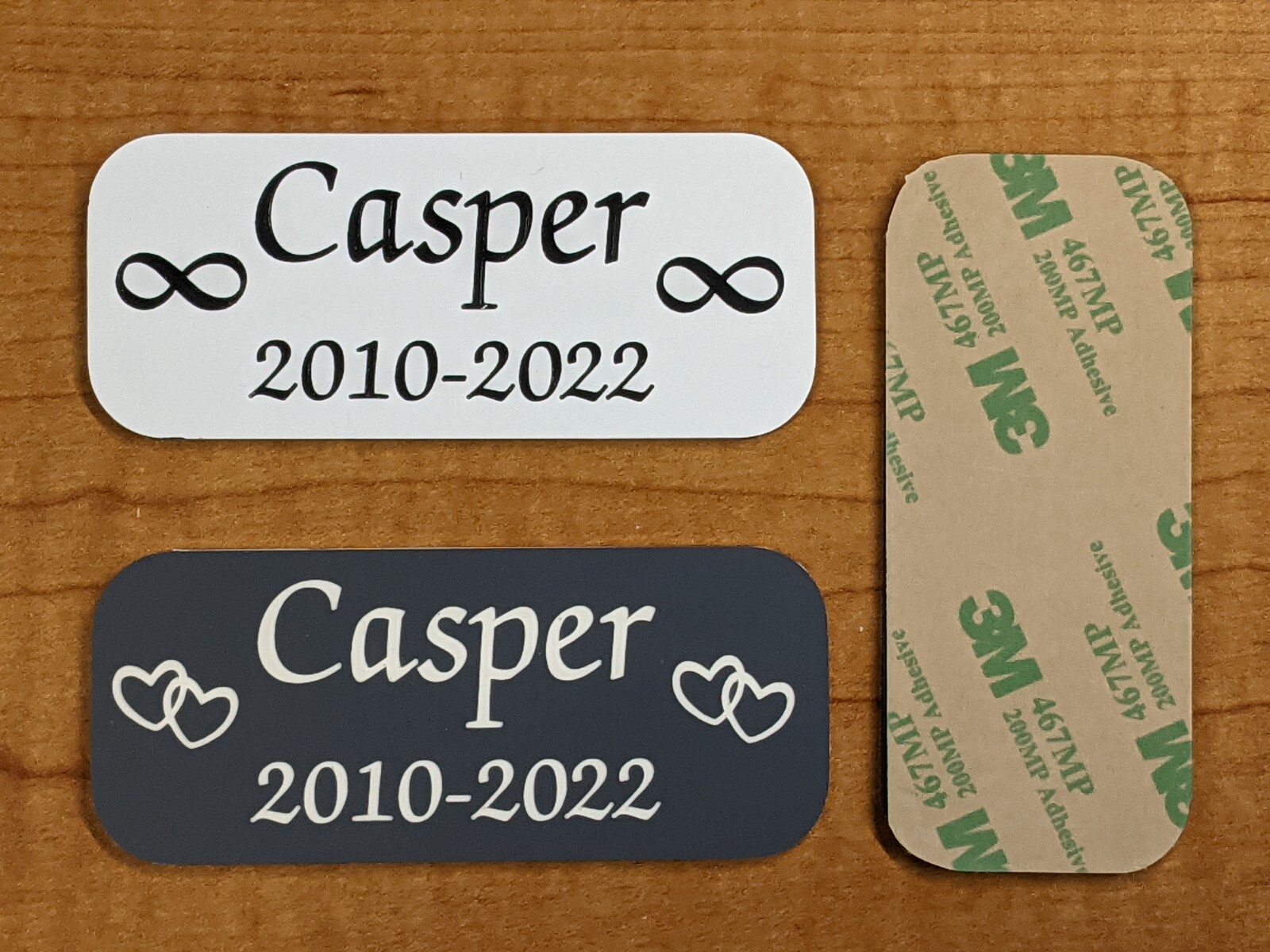Custom Engraved 1.50×3.50 White or Gray Pet Name Memorial Urn Plaque Sign Plate