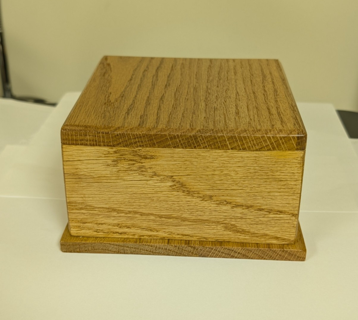 Pet Memorial Cremation Urn- Small Dog Or Cat – Solid Oak with Cherry Finish