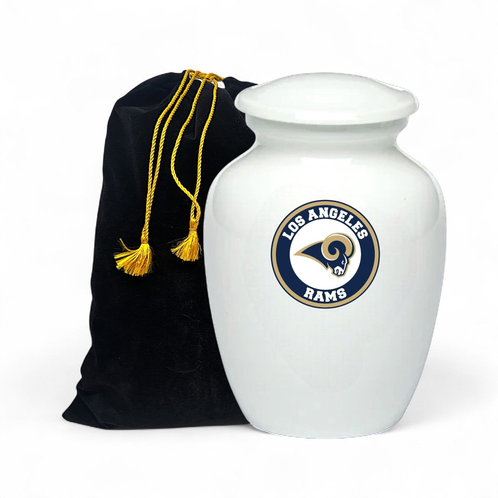 Los Angeles Football Style Cremation Urn Adult Ashes White Metal Urns (8 Inch)