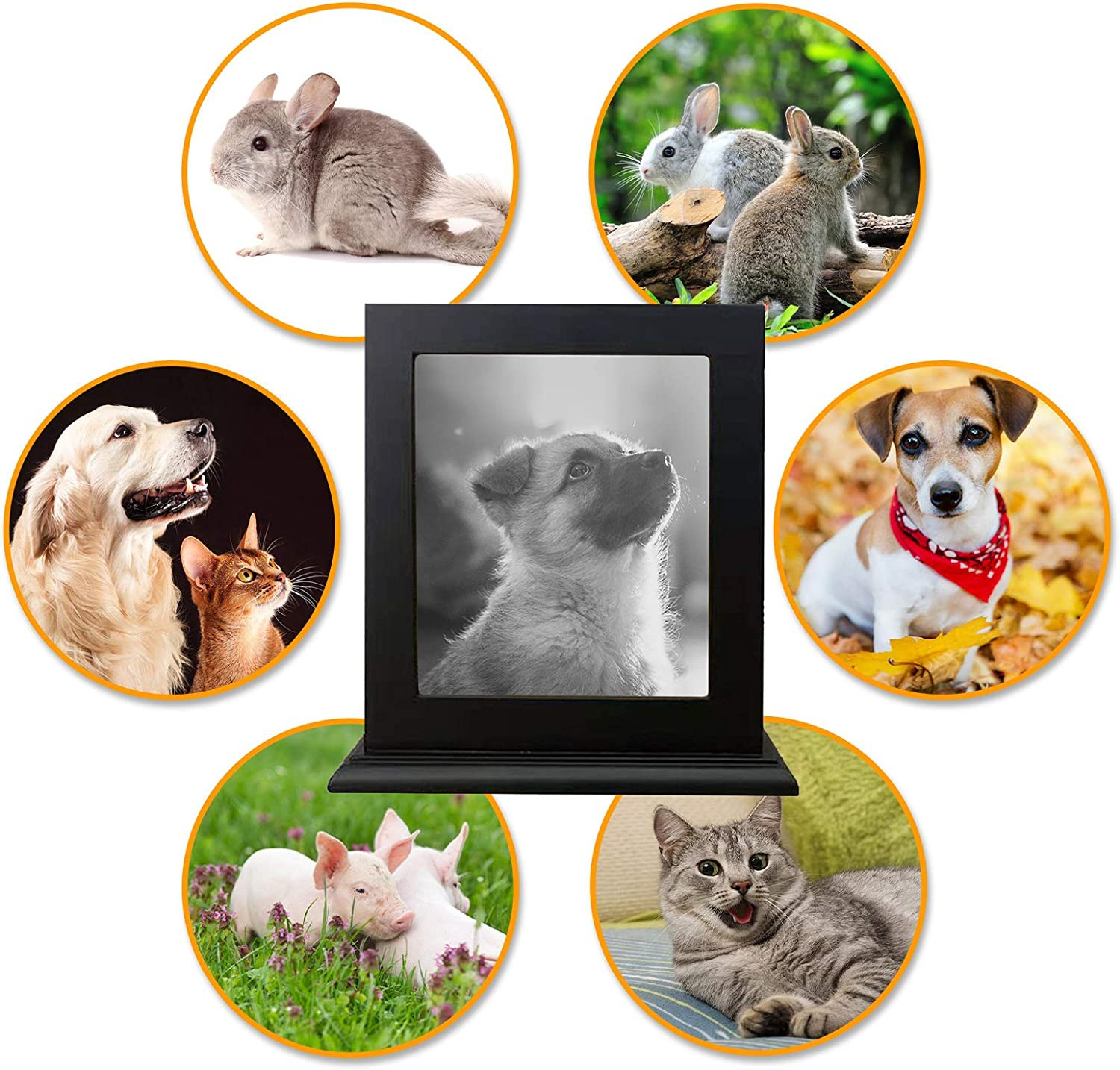 Pet Wood Memorial Urn for Ashes,Photo Frame Keepsake Box for Cats Dogs,Funerary
