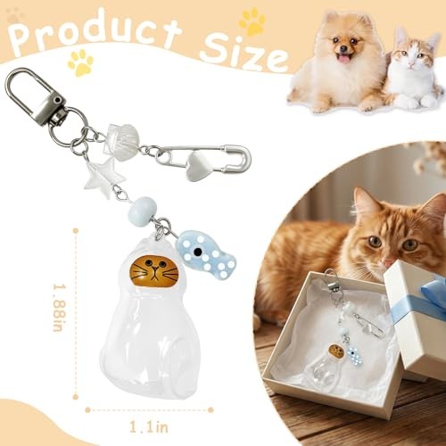 Pet Fur Memory Keychain – Cat Hair Keepsake, Waterproof Pet Memorial Charm Blue