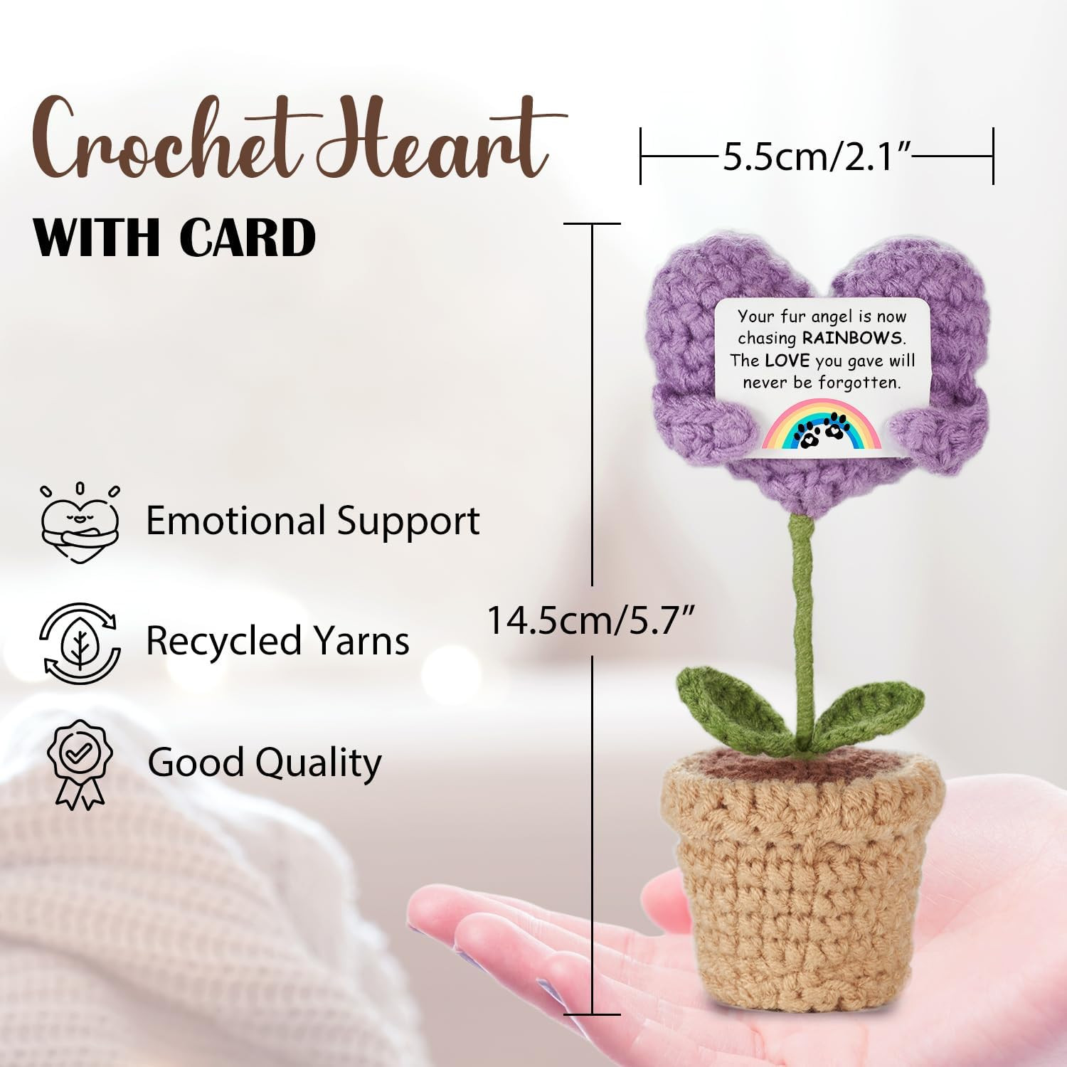Pet Loss Sympathy Gift – Positive Crochet with Heart-Warming Card – Pet Memorial