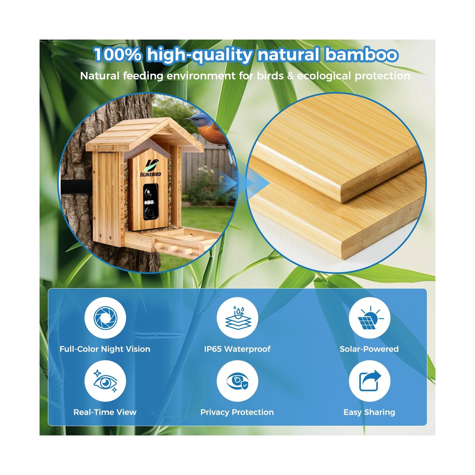 Bamboo Smart Bird Feeder with 4K Camera, AI Bird Identification 10000+ Specie…