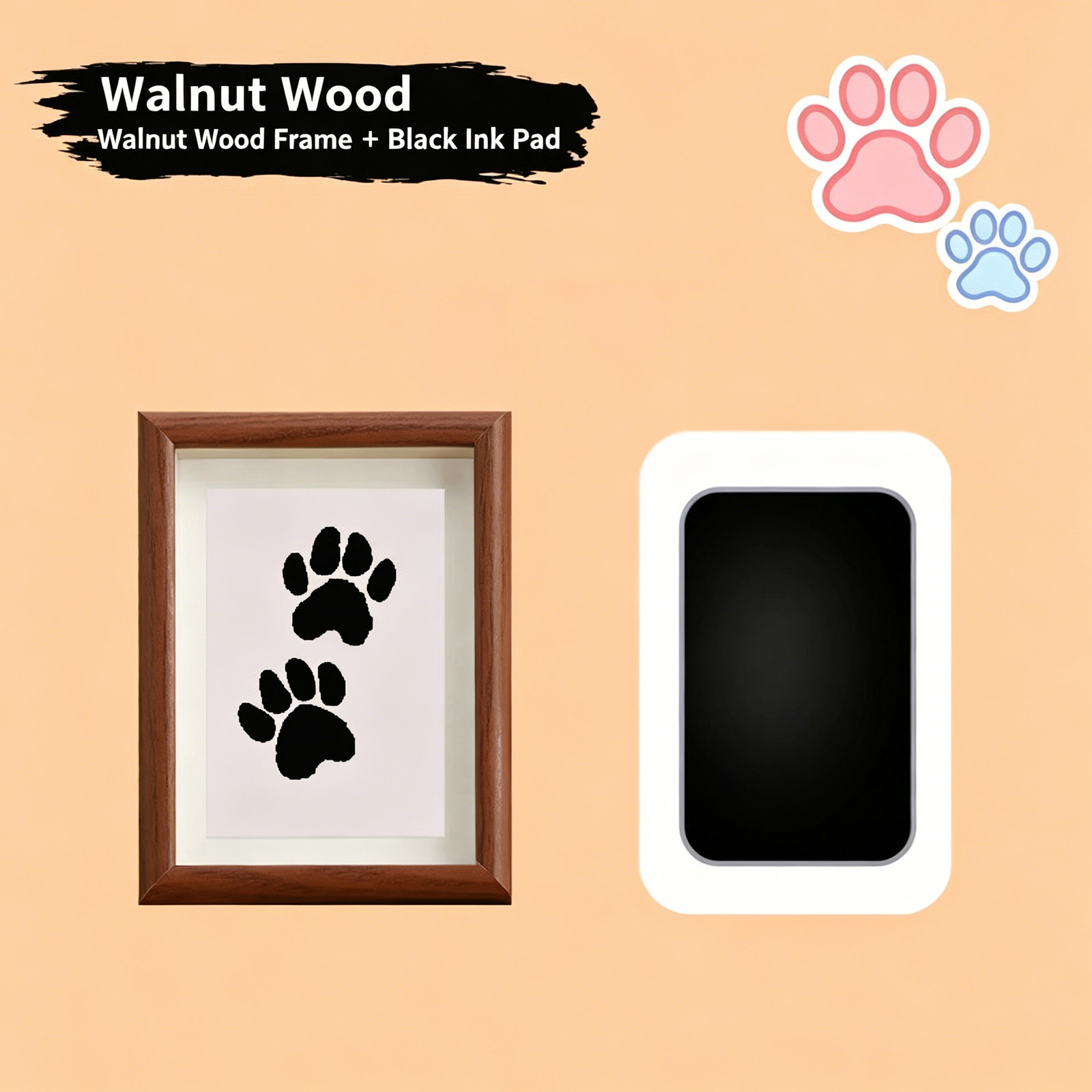 Pet Paw Print Memorial No-Wash Ink Pad Photo Frame Desktop Ornament Dog Cat Paw