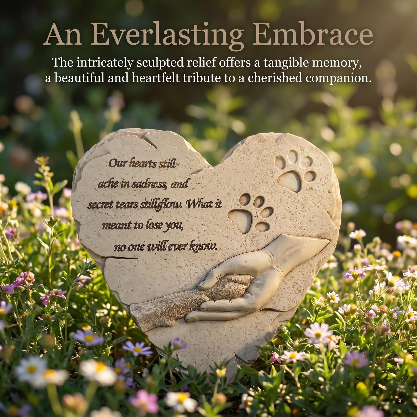 Carchistan Heart Shaped Pet Dog Memorial Stones Grave one size, White