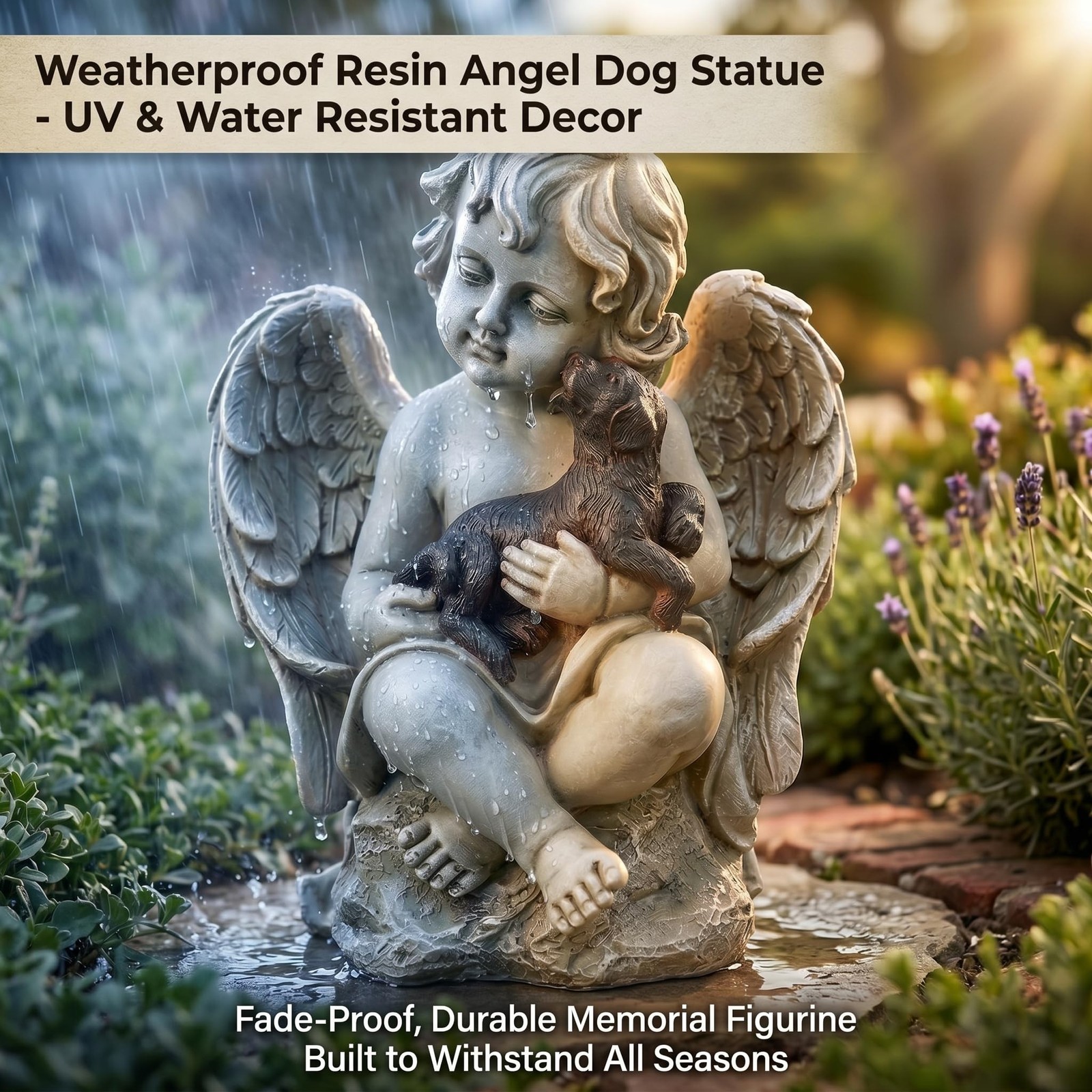 Topadorn Angel Wings Dog Memorial Statue, Heartfelt Resin Pet Figurine for Ho…