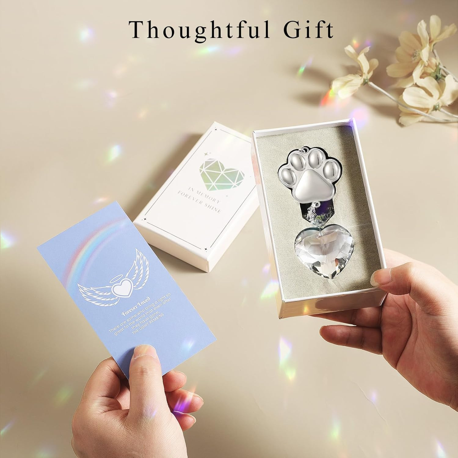 Pet Memorial Suncatcher with Paw Print – Thoughtful Loss Gift for Dog & Cat