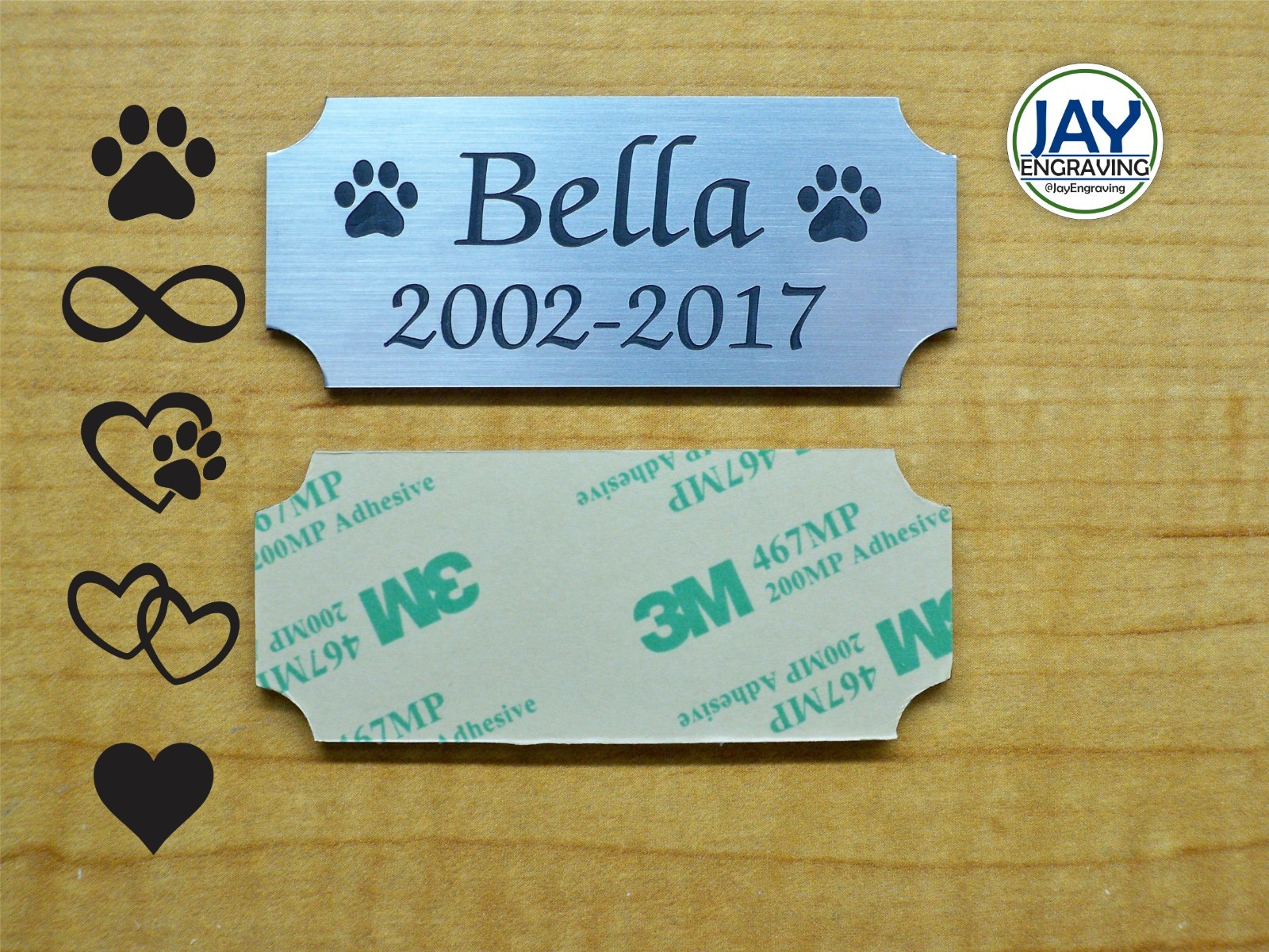Large 2×4-inch Custom Engraved Silver or Gold Pet Name Memorial Urn Plaque Plate