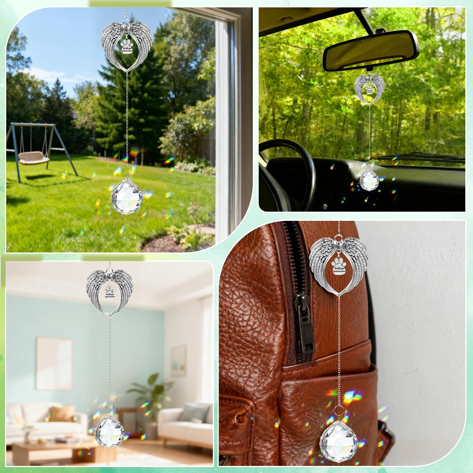 Pet Memorial Gifts for Loss of Dog or Cat, AVIMO Crystal Suncatcher with Rain…