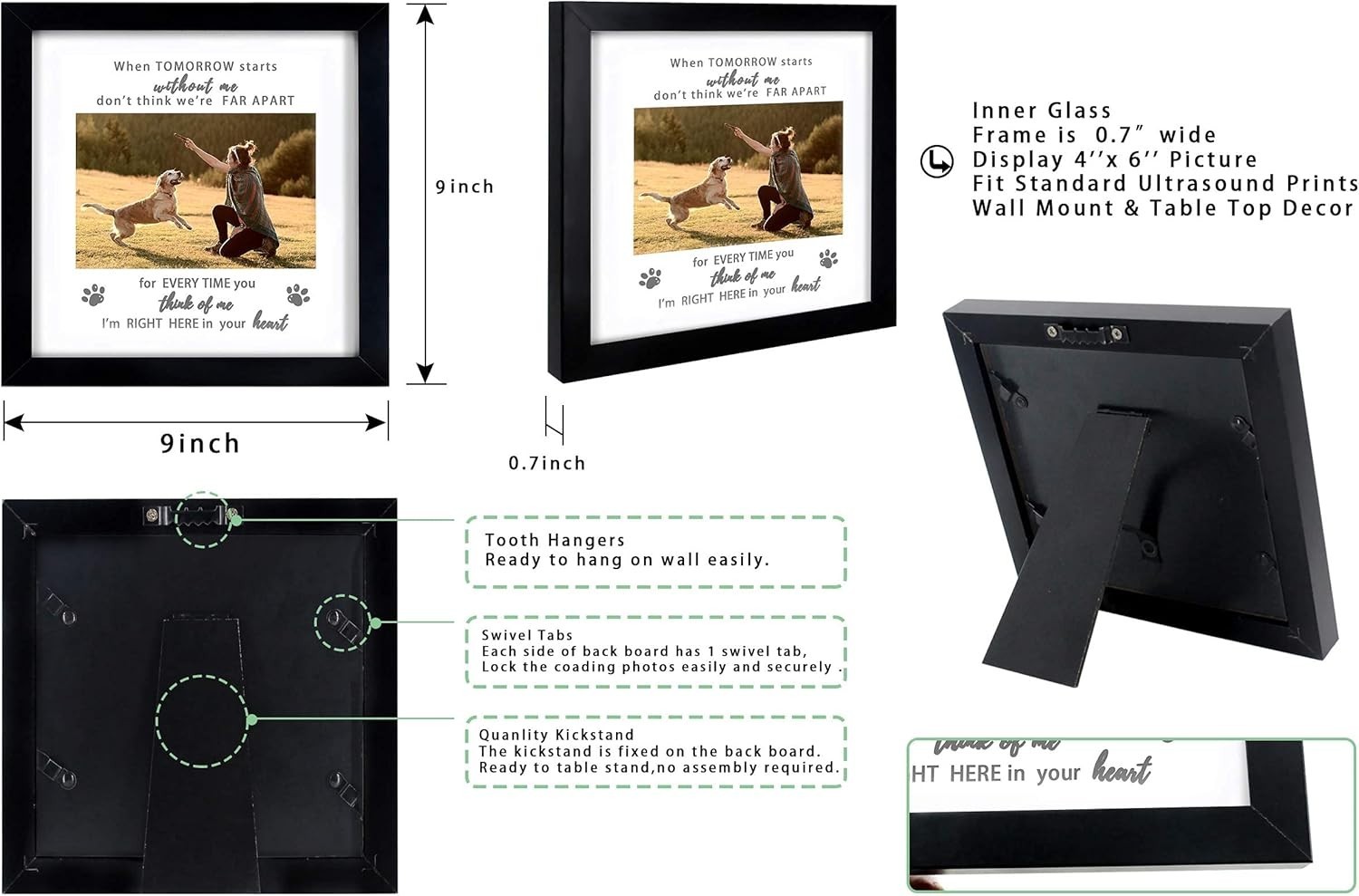 Inspirational Pet Loss Picture Frame – 9×9 Matted Keepsake for Furry Friends