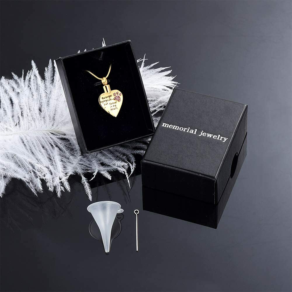 Memorial Cremation Jewelry No Longer by My Side, Forever in My Heart Locket Pets